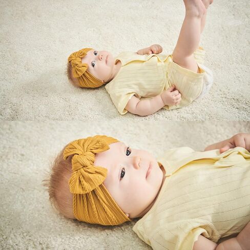 YHXX YLEN 15PCS Baby Girl Headbands with Bows Nylon Hair Bow Elastics Newborn Headbands for Baby Girls Infant Toddlers in Kuwait