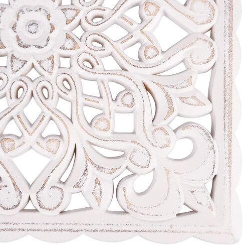 لوحة خشبية منحوتة للتعليق على الحائط، لوحة جدارية منحوتة بنمط زهور بيضاء من خشب ام دي اف لغرفة المعيشة وغرفة النوم، 12 انش × 12 انش in Kuwait