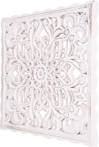 لوحة خشبية منحوتة للتعليق على الحائط، لوحة جدارية منحوتة بنمط زهور بيضاء من خشب ام دي اف لغرفة المعيشة وغرفة النوم، 12 انش × 12 انش in Kuwait