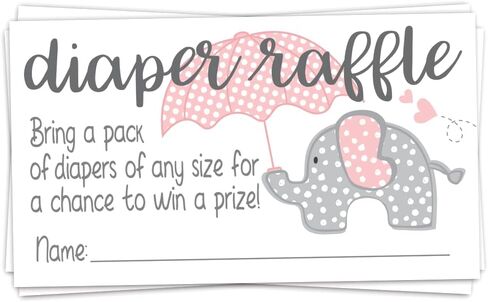 Pink Elephant Diaper Raffle Tickets (50 Count) - Girl Baby Shower Game in Saudi Arabia