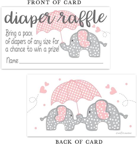 Pink Elephant Diaper Raffle Tickets (50 Count) - Girl Baby Shower Game in Saudi Arabia