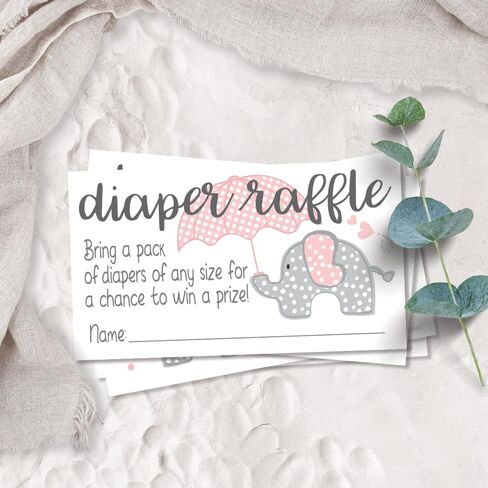 Pink Elephant Diaper Raffle Tickets (50 Count) - Girl Baby Shower Game in Saudi Arabia