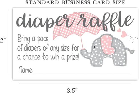 Pink Elephant Diaper Raffle Tickets (50 Count) - Girl Baby Shower Game in Saudi Arabia