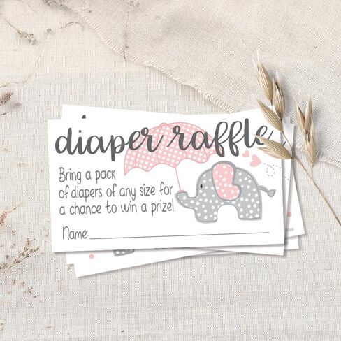 Pink Elephant Diaper Raffle Tickets (50 Count) - Girl Baby Shower Game in Saudi Arabia