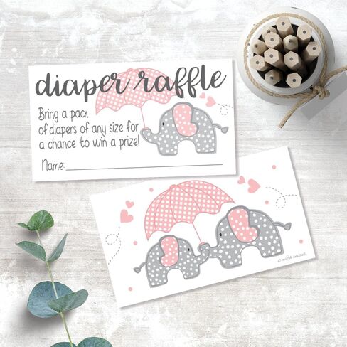 Pink Elephant Diaper Raffle Tickets (50 Count) - Girl Baby Shower Game in Saudi Arabia