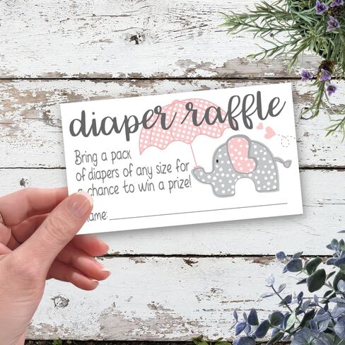 Pink Elephant Diaper Raffle Tickets (50 Count) - Girl Baby Shower Game in Saudi Arabia