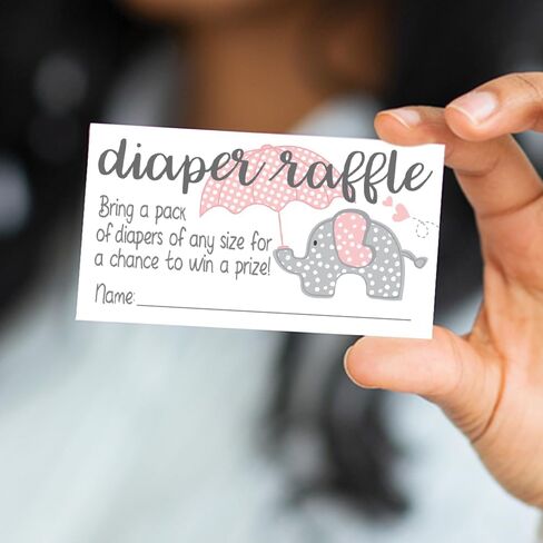 Pink Elephant Diaper Raffle Tickets (50 Count) - Girl Baby Shower Game in Saudi Arabia