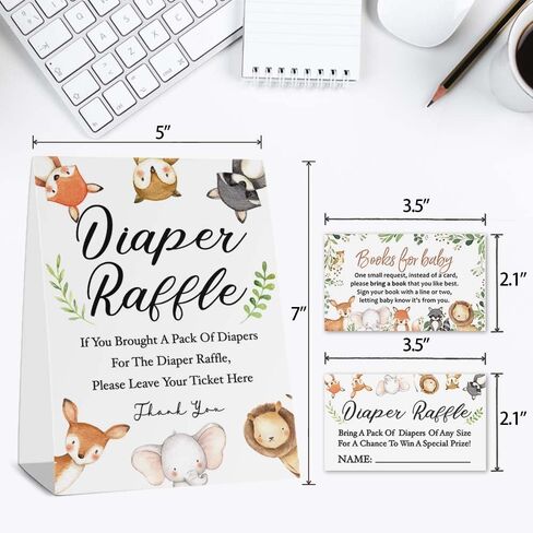 مجموعة بطاقات استحمام الطفل - موضوع الغابة المكون من 25 دعوة لحفل استقبال الطفل مع مظاريف كرافت، وعلامة سحب الحفاضات وتذاكر، وبطاقات طلب الكتاب، وبطاقات بريدية شكرًا لك، وملصقات الغابة - زينة لحفلة استحمام الطفل وودلاند in Kuwait