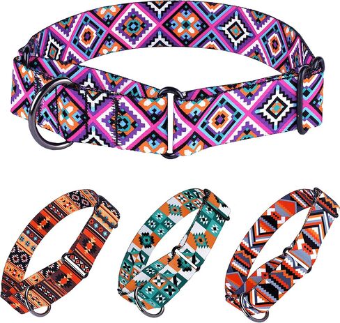 طوق مارتينجال للكلاب من موروم، مقاس S ومتوسط وكبير بنمط هندسي قبلي، اطواق عريضة قابلة للتعديل وشديد التحمل (ازتيك، 12-17 انش) in Kuwait