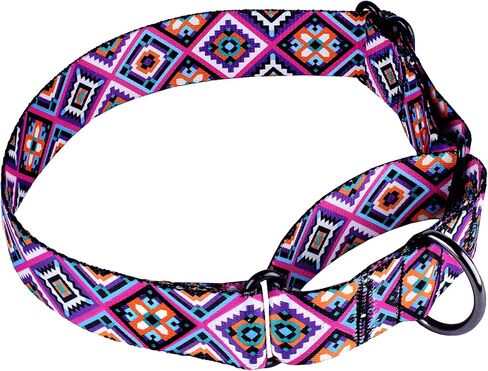 طوق مارتينجال للكلاب من موروم، مقاس S ومتوسط وكبير بنمط هندسي قبلي، اطواق عريضة قابلة للتعديل وشديد التحمل (ازتيك، 12-17 انش) in Kuwait