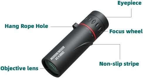 كاميرا KOICCVQQ صغيرة محمولة عالية الدقة للرؤية الليلية في الهواء الطلق، كاميرا صغيرة أحادية العين 2000 × 24 تلسكوب إرسال مشبك الهاتف المحمول أحادي العين تلسكوب عالي الطاقة تكبير صغير جيب محمول باليد in Kuwait