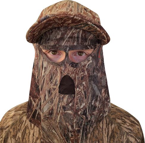 QuikCamo Mossy Oak Duck Blind Camo Face Mask قبعات الصيد للرجال (OSFM، قابل للتعديل) قناع وجه صيد مموه - قناع صيد تركيا قبعة شبكية مموهة للرجال - قناع وجه مموه للصيد in Kuwait