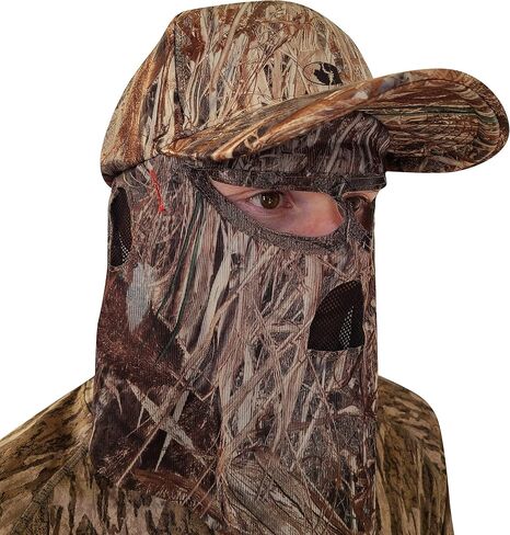 QuikCamo Mossy Oak Duck Blind Camo Face Mask قبعات الصيد للرجال (OSFM، قابل للتعديل) قناع وجه صيد مموه - قناع صيد تركيا قبعة شبكية مموهة للرجال - قناع وجه مموه للصيد in Kuwait
