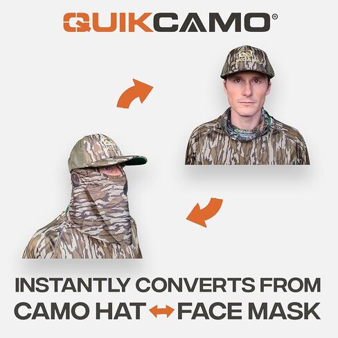QuikCamo Mossy Oak Duck Blind Camo Face Mask قبعات الصيد للرجال (OSFM، قابل للتعديل) قناع وجه صيد مموه - قناع صيد تركيا قبعة شبكية مموهة للرجال - قناع وجه مموه للصيد in Kuwait