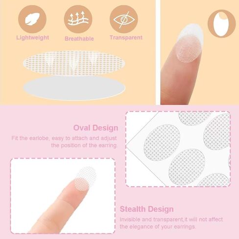 YILPA Clear Earring Support Patches - Ear Care Products for Torn or Stretched Earlobes - Protect Healthy Earlobes from Tearing (200 Pieces) in Saudi Arabia