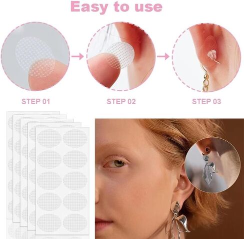 YILPA Clear Earring Support Patches - Ear Care Products for Torn or Stretched Earlobes - Protect Healthy Earlobes from Tearing (200 Pieces) in Saudi Arabia