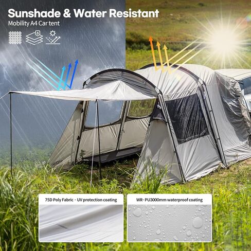 خيمة IDOOGEN SUV، خيمة تخييم متعددة الاستخدامات، قابلة للتوسيع الثلاثي، مقاومة للماء، تناسب أنواع المركبات المختلفة، مثالية للتخييم العائلي والتجمعات الخارجية، بني in Kuwait
