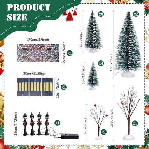 Geosar 18 Pieces Christmas Village Accessory Set for Christmas Village Decoration Ornament Winter Decor in Saudi Arabia