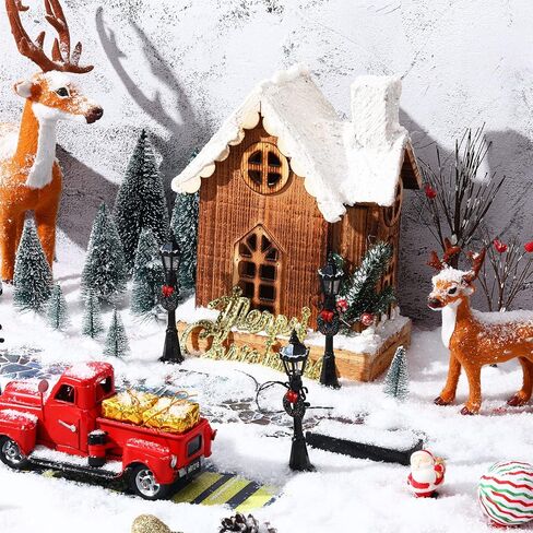 Geosar 18 Pieces Christmas Village Accessory Set for Christmas Village Decoration Ornament Winter Decor in Saudi Arabia