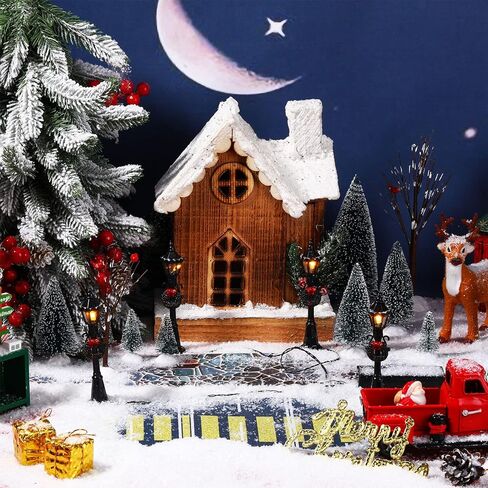 Geosar 18 Pieces Christmas Village Accessory Set for Christmas Village Decoration Ornament Winter Decor in Saudi Arabia
