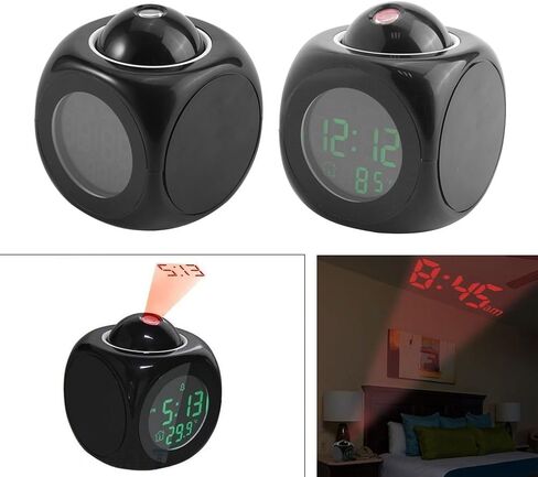 EVGATSAUTO Alarm Clocks for Bedrooms, Projection Alarm Clock with Projection on Ceiling, Multi-Function Digital LCD Wall Projection Voice Talking Temperature Display LED Alarm Clock for Bedroom in Saudi Arabia