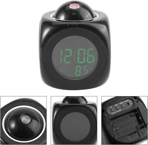 EVGATSAUTO Alarm Clocks for Bedrooms, Projection Alarm Clock with Projection on Ceiling, Multi-Function Digital LCD Wall Projection Voice Talking Temperature Display LED Alarm Clock for Bedroom in Saudi Arabia