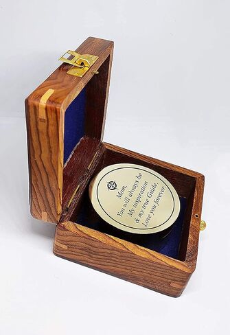 PORTHO Engraved Sundial Compass with Wood Presentation Box for mom Inspirational & Meaningful Gift for Mom from Son Daughter Birthday Gift in Kuwait
