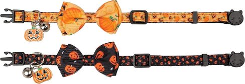 Gyapet Cat Collar Halloween Set Fall Gift Pumpkin Breakaway Bow Tie Safety with Bell Kitten Cute 2pcs Hamburg & Sushi in Kuwait