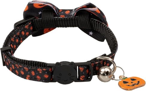 Gyapet Cat Collar Halloween Set Fall Gift Pumpkin Breakaway Bow Tie Safety with Bell Kitten Cute 2pcs Hamburg & Sushi in Kuwait