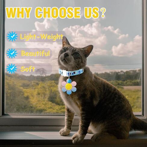 Do-Dottii Airtag ياقات القطط للفتيات القطط التطريز الانفصالية القط هريرة طوق مع جرس لطيف الوردي زهرة طوق القط مع قلادة اكسسوارات القط للقطط هريرة كيتي فتاة أنثى. (ليمون) in Kuwait