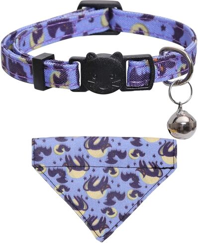 Lamphyface 2 Pack/Set Halloween Cat Collar Breakaway with Cute Bow Tie and Bell for Kitty Adjustable Safety in Kuwait