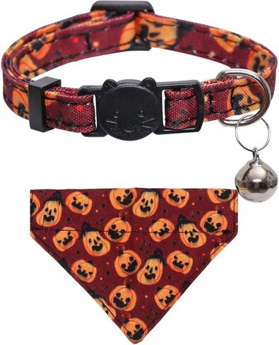 Lamphyface 2 Pack/Set Halloween Cat Collar Breakaway with Cute Bow Tie and Bell for Kitty Adjustable Safety in Kuwait