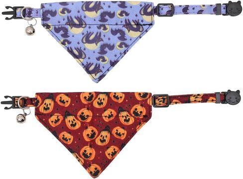 Lamphyface 2 Pack/Set Halloween Cat Collar Breakaway with Cute Bow Tie and Bell for Kitty Adjustable Safety in Kuwait