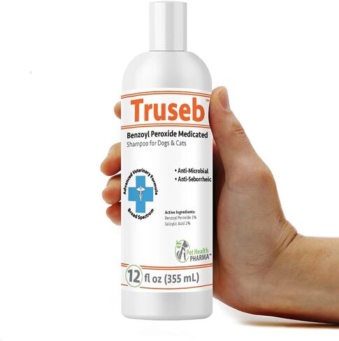 Truseb | #1 Benzoyl Peroxide Medicated Shampoo for Dogs & Cats (12 Oz ) Effective for Skin Conditions, Dandruff, Acne & Folliculitis (Made in U.S.A) in Kuwait