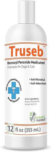 Truseb | #1 Benzoyl Peroxide Medicated Shampoo for Dogs & Cats (12 Oz ) Effective for Skin Conditions, Dandruff, Acne & Folliculitis (Made in U.S.A) in Kuwait