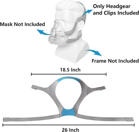 GJX عبوتان من أغطية رأس CPAP لقناع ResMed AirFit F20 لكامل الوجه، جزء بديل لأشرطة قناع CPAP المتوافقة مع ResMed AirTouch F20 مع مشابك in Kuwait