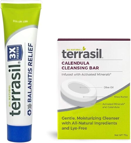 إيدانس تيراسيل لتخفيف التهاب الحشفة مع مجموعة صابون آذريون - مرهم طبيعي لطيف لتخفيف أعراض الالتهاب والحكة والاحمرار والالتهاب (أنبوب 14 جم + لوح صابون) in Kuwait