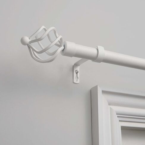 Exclusive Home Torch 1" Curtain Rod and Coordinating Finial Set, Matte Silver, Adjustable 66"-120" in Saudi Arabia