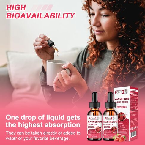 2 Pack Triple Magnesium Complex Liquid Drops Blend with Magnesium Glycinate 500mg, Malate and Taurate for Max Bio-Availability | High Absorption | Vegan, Non-GMO | Nerv, Relaxation, Muscle & Sleep in Kuwait