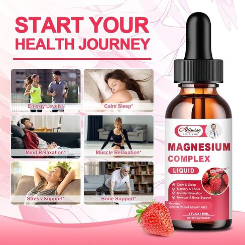 2 Pack Triple Magnesium Complex Liquid Drops Blend with Magnesium Glycinate 500mg, Malate and Taurate for Max Bio-Availability | High Absorption | Vegan, Non-GMO | Nerv, Relaxation, Muscle & Sleep in Kuwait