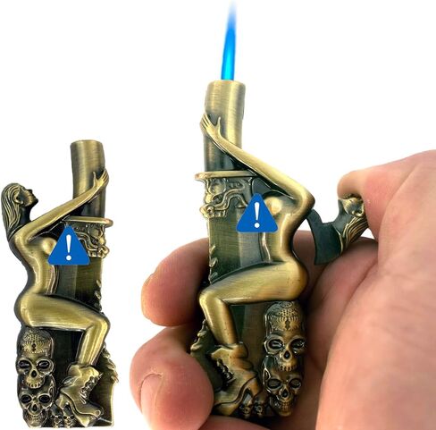 ولاعة شعلة من Meiegens، ولاعة بوتان مقاومة للرياح، ولاعات باردة، ولاعات قابلة لإعادة الملء قابلة للتعديل (البيوتان غير متضمنة) (نحاس أحمر-1) in Kuwait