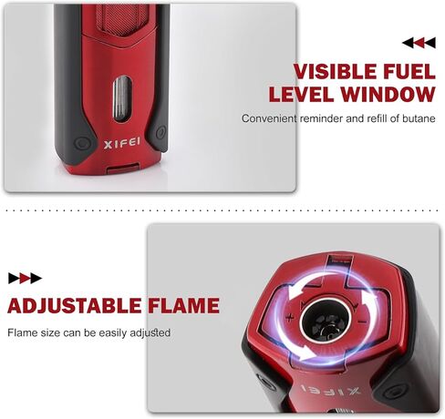 ولاعة XIFEI Torch 4 ولاعة غاز بوتان قابلة لإعادة الملء، ولاعة سيجار مدمجة، ولاعة سيجار محمولة لهب قابل للتعديل، ولاعات تدخين مقاومة للرياح هدية لمحبي السيجار (أحمر) in Kuwait