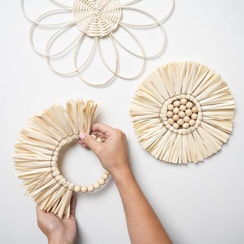 Seagrass & Sage Boho Wall Basket Decor Set of 5 - Wicker Wall Decor Boho - Woven Baskets Wall Art -Rattan Wall Hangings in Saudi Arabia