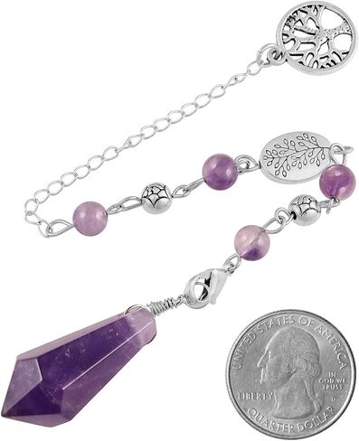 Cheungshing Green Aventurine Hexagon Prism Crystal Point Pendulum with Tree of Life Chain for Dowsing Divination Reiki Bronze Wicca Balance Chakra in Saudi Arabia