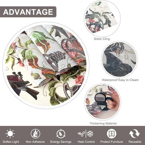 DKTIE Gothic Window Film Stained Glass 3D Static Cling Window Film Non-adhesive Window Covering Decorative Uv Multi-layer Ink-jet Technology Waterproof and Oil Proof (CTBLT171, 17.7 x 78.7 inches) in Kuwait