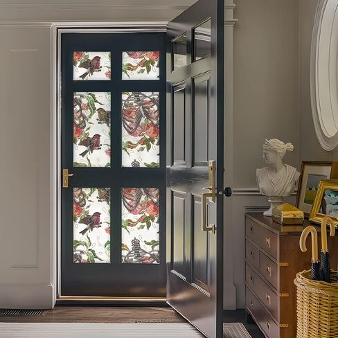 DKTIE Gothic Window Film Stained Glass 3D Static Cling Window Film Non-adhesive Window Covering Decorative Uv Multi-layer Ink-jet Technology Waterproof and Oil Proof (CTBLT171, 17.7 x 78.7 inches) in Kuwait