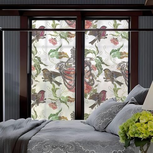 DKTIE Gothic Window Film Stained Glass 3D Static Cling Window Film Non-adhesive Window Covering Decorative Uv Multi-layer Ink-jet Technology Waterproof and Oil Proof (CTBLT171, 17.7 x 78.7 inches) in Kuwait