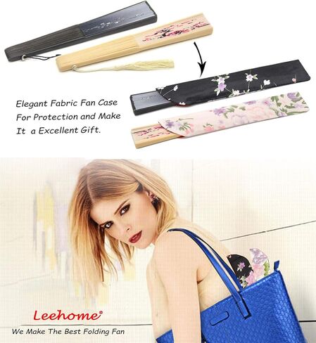 مراوح يدوية قابلة للطي للنساء من Leehome - قطعتان من مراوح حرير الخيزران الصينية اليابانية - للرقص، ومهرجان الموسيقى، وحفلات الزفاف، والحفلات، والديكورات، والهدايا. (زهر البرقوق الأبيض وزهر البرقوق الرمادي) in Kuwait
