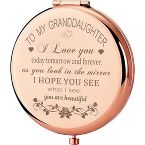 GAOLZIUY Granddaughter Gifts from Grandma and Grandpa, Gifts for Granddaughter, to My Granddaughter Makeup Compact Mirror, Granddaughter Birthday Gifts