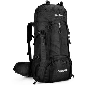 King'sGuard 60L Hiking Backpack, Waterproof Camping Backpacking Backpack for Men Outdoor Traveling Climbing Daypack with Rain Cover (Black)